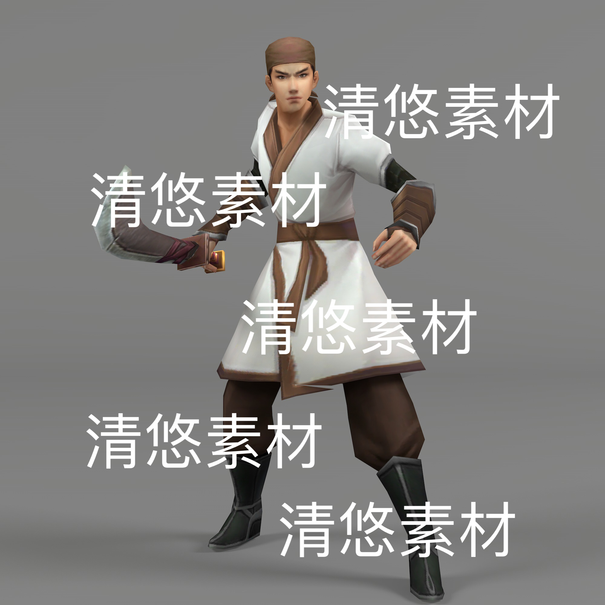 简模c4d fbx古代绑定山寨士兵小喽啰人物男动作文件 非实物D806