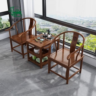 新中式阳台实木小茶桌茶台一桌两椅带储物小户型功夫客厅泡茶组合