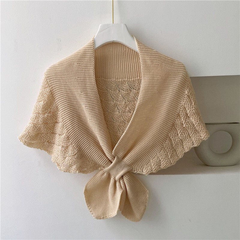 9女士披肩韩版镂空小坎肩时尚假领搭肩旗袍外搭防晒护颈套交叉围脖已