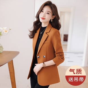 橙色西装外套女秋季2024新款高级感气质时尚休闲宽松版型西服上衣