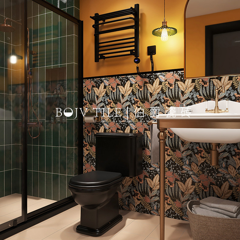 美式复古小花砖卫生间浴室瓷砖厕所洗手间墙地砖民宿餐厅背景墙砖