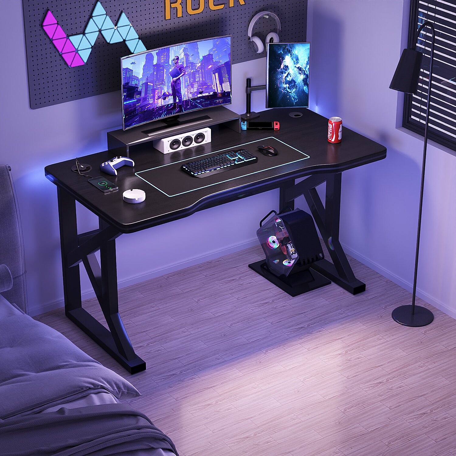 电脑台式桌简约家用打游戏电竞桌卧室桌椅套装小桌子现代办公书桌