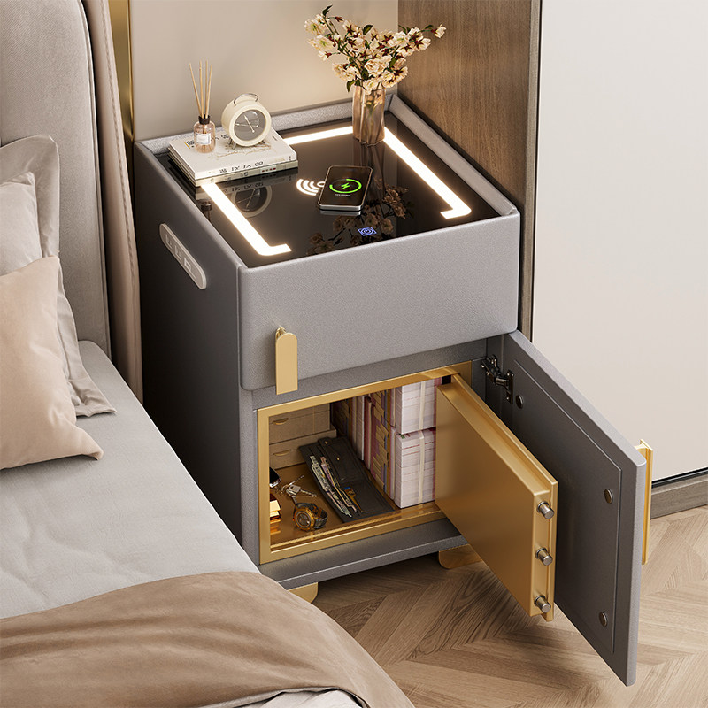 智能床头柜保险柜床边卧室小柜子简约现代轻奢家用主卧储物柜带锁