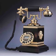 别墅欧式仿古电话机复古座机家用美式创意金属实木奢华古典电话