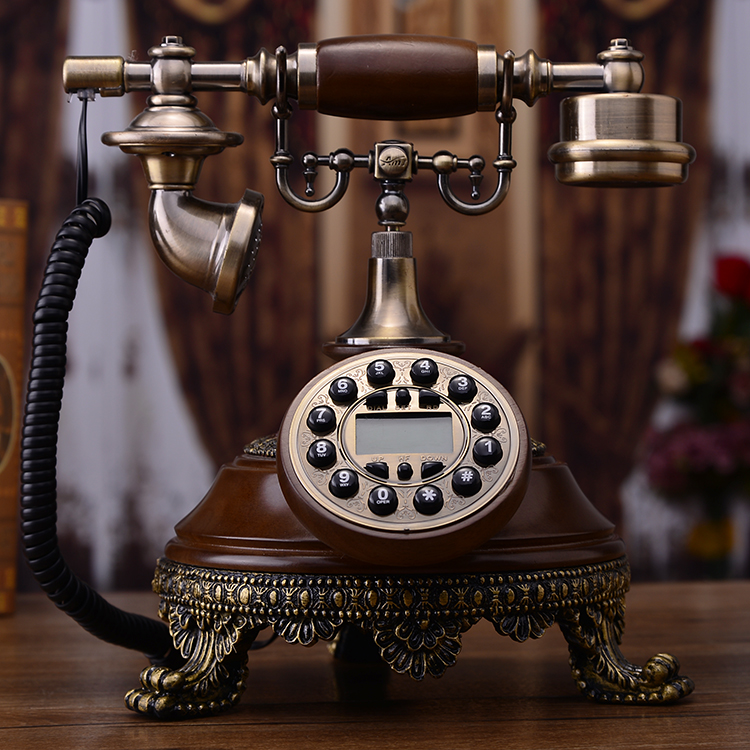 慕予臻实木复古电话机有线家用客厅办公座机老式欧式仿古电话摆件