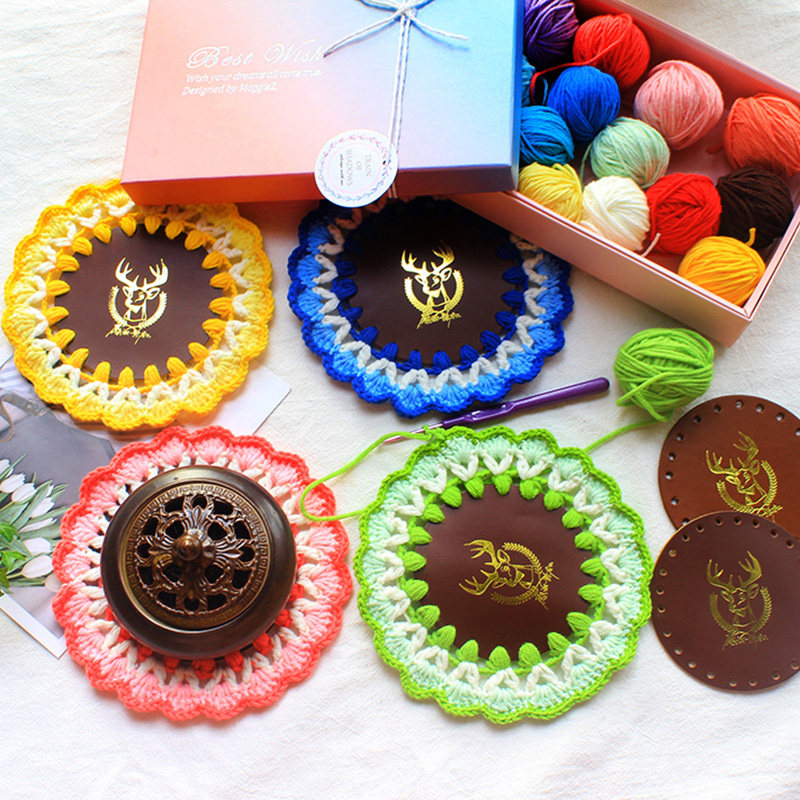 毛线手工diy材料包手工钩织隔热垫牛皮垫保温杯垫钩针编织材料包