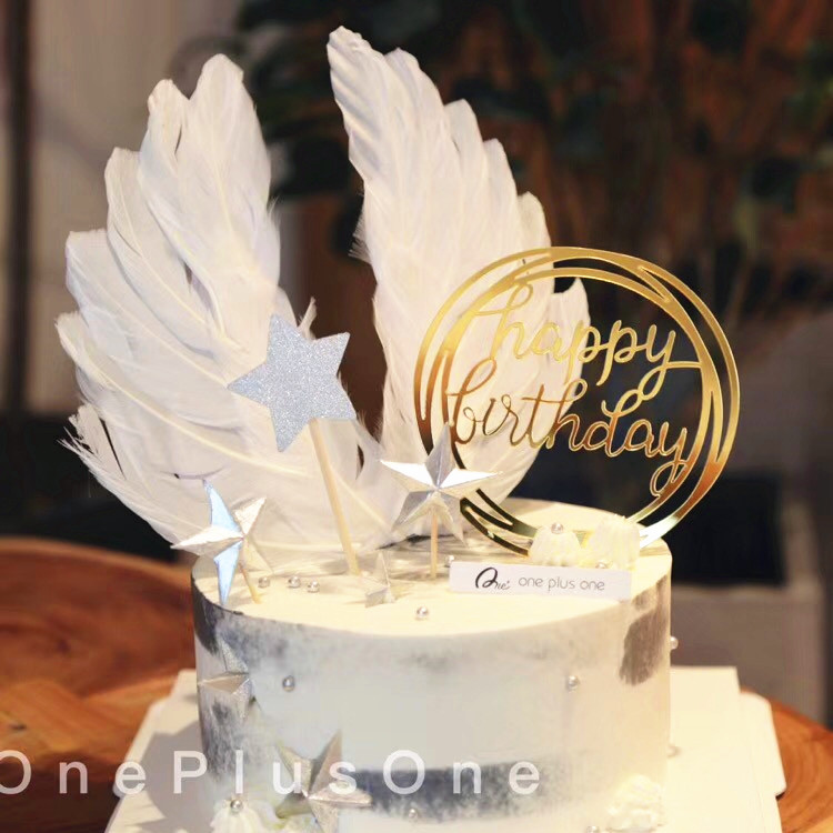 唯美百变网红羽毛蛋糕装饰 生日白色翅膀 蛋糕摆件 烘焙装饰 ht