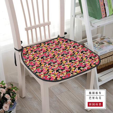 夏季田园花朵全棉椅垫办公室薄座椅垫防滑餐椅垫电脑椅子坐垫包邮