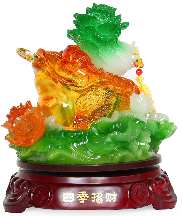 招财三足金蟾蜍白菜旺财金蝉摆件大号风水装饰品店铺开业工艺品