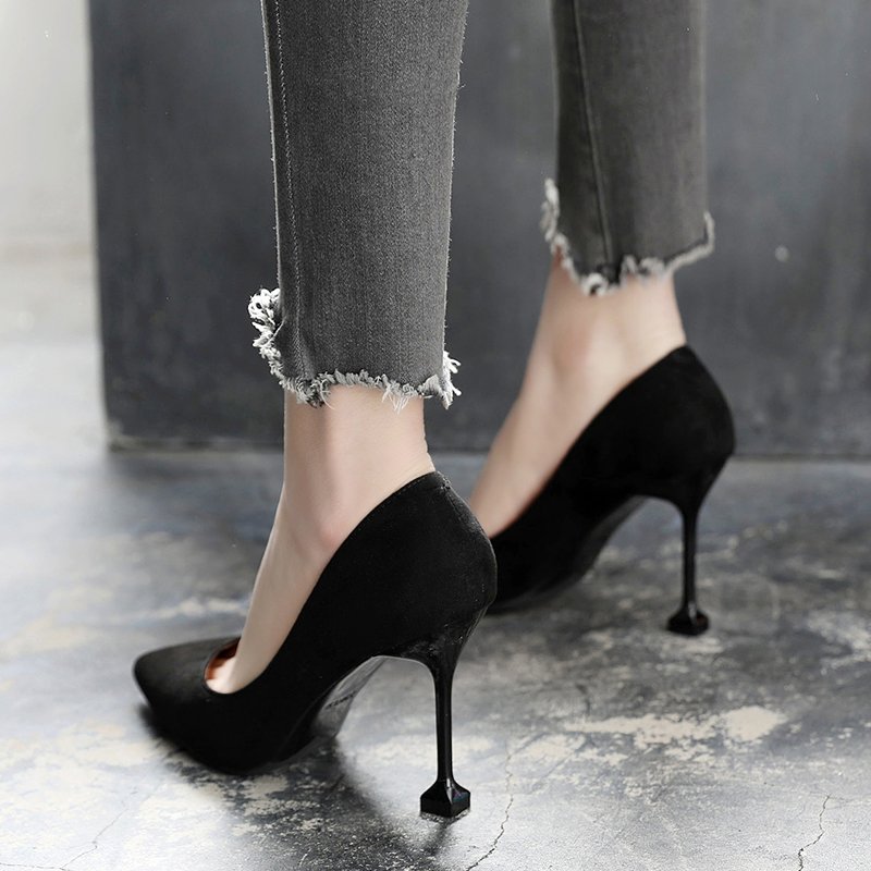 2019 new pattern High-heeled shoes Spring tip Stiletto Heels girl student Versatile sexy black Occupation Single shoesin the Women's Shoes, Low shoes category - from Buy2taobao.com to provide professional Taobao agent buy service