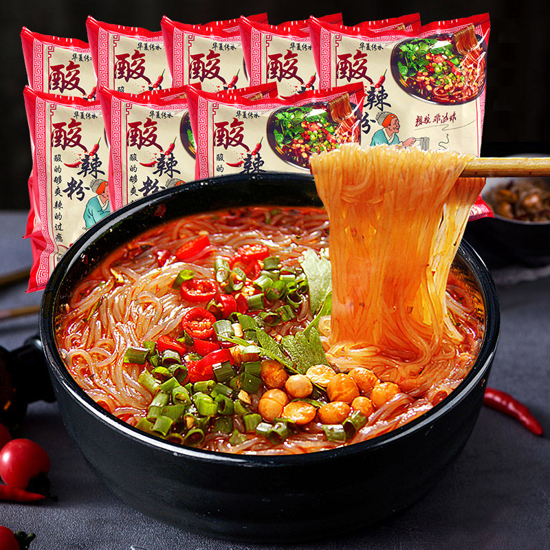 华夏传承重庆酸辣粉8袋装 正宗红薯粉丝方便面泡面速食粉条酸辣味