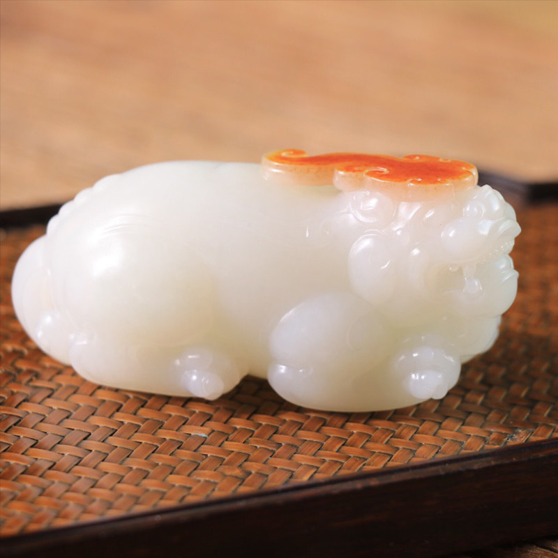 鸿运当头男士款手把件和田玉貔貅把玩件羊脂白玉籽料皮丘文玩191g