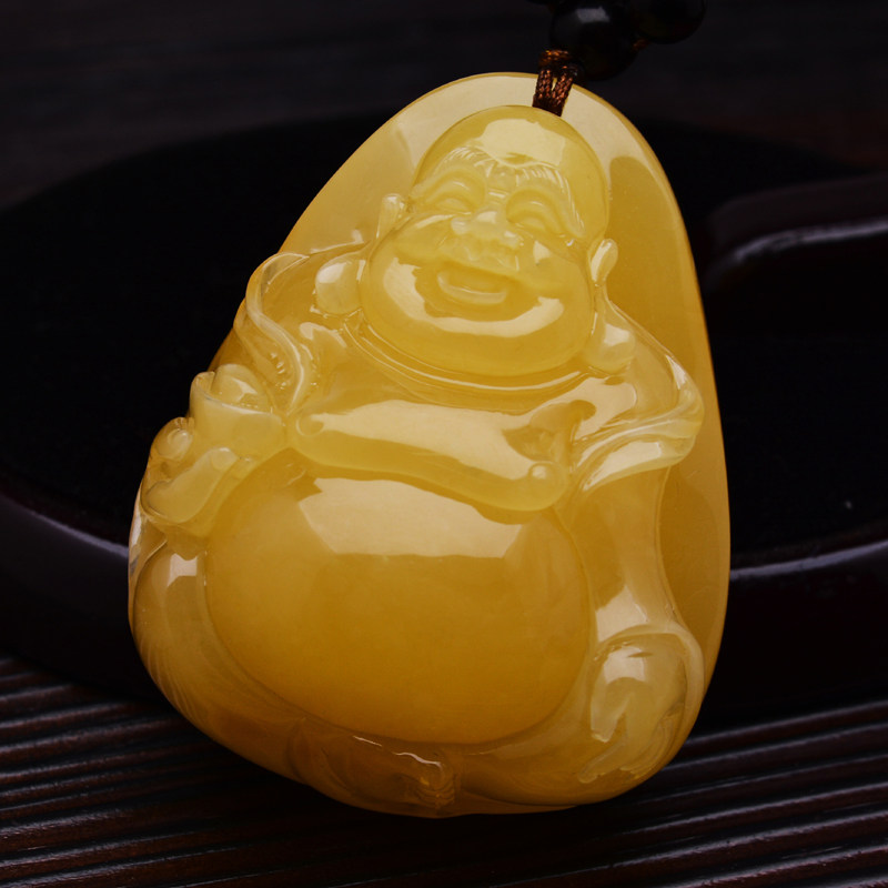 30.64克含链高品质满蜜蜜蜡弥勒佛 珠宝挂件