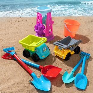儿童沙滩玩具套装宝宝戏水玩沙沙漏决明子挖沙大号铲子沙滩桶工具