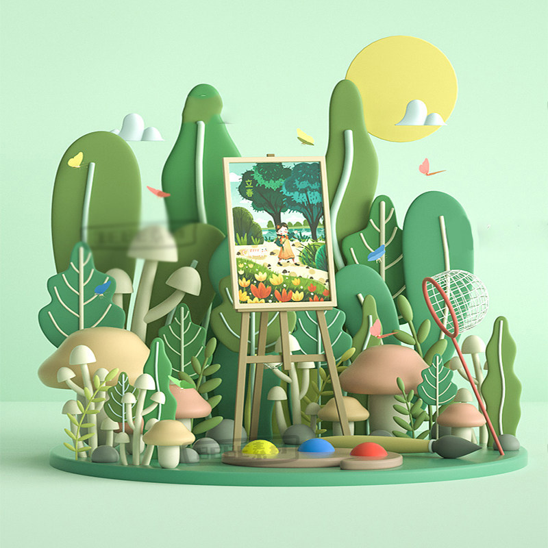 ��������ֲ�ﾰɫ�Gɫ��ͨ������������L(f��ng)��C4Dģ��3D�ز�R010