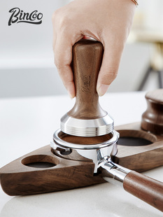 Bincoo摩卡壶专用咖啡压粉器套装胡木桃半自动压粉锤工具收纳底座
