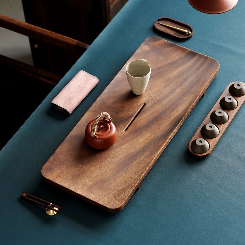 悟土胡桃木茶盘排水家用实木茶台简约日式功夫茶具轻奢复古茶海