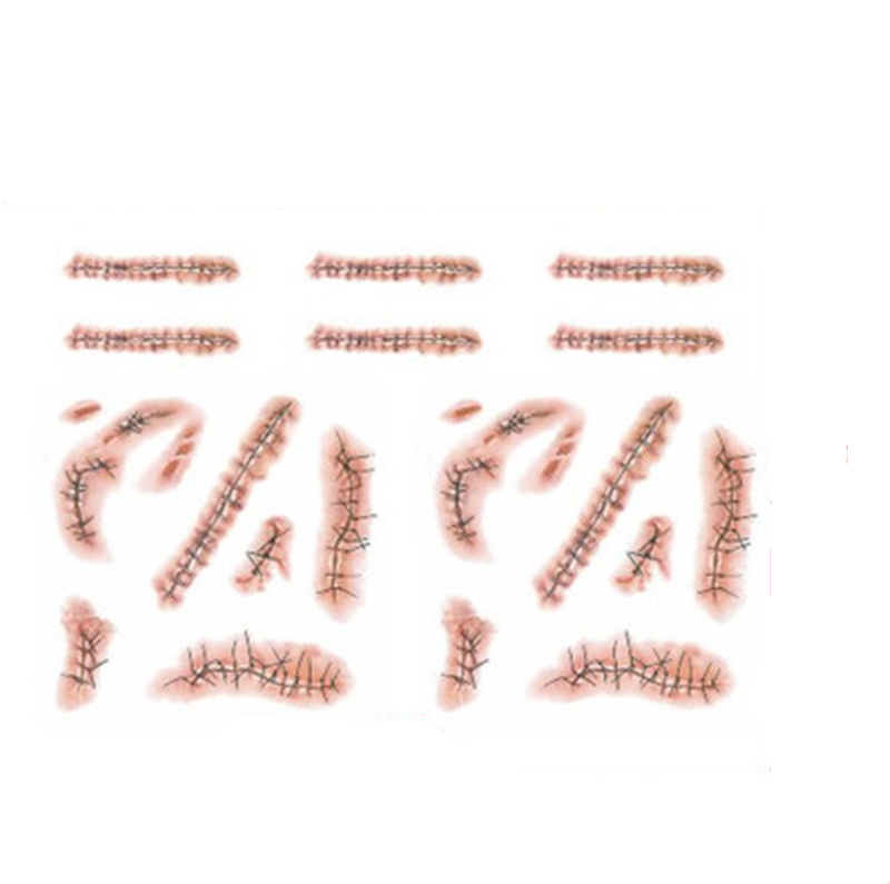 万圣节假伤疤 割腕烂肉血腥 假伤口纹身贴逼真刀疤 疤痕 缝线贴纸