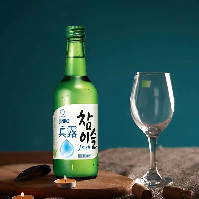 韩国原装进口烧酒 新真露竹炭酒烧酒清酒16.9度360ml 女士低度