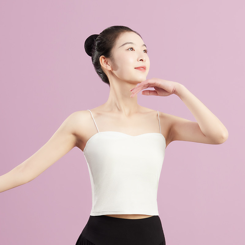 舞蹈服练功现代吊带形体训练上衣女成人白色打底新款中国跳舞专用