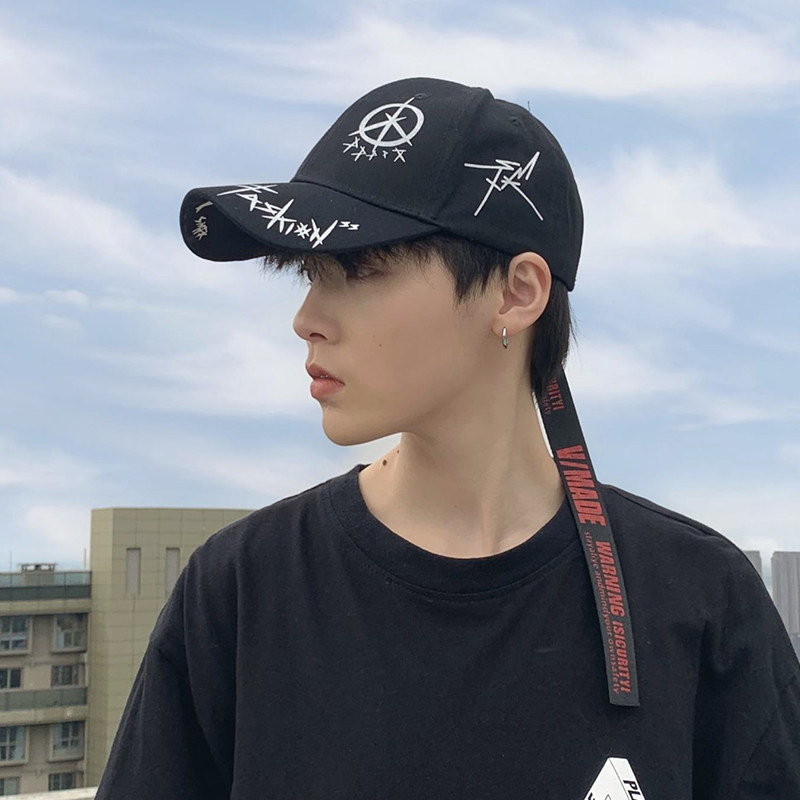 帽子男潮牌韩版棒球帽嘻哈欧美个性街头长带子鸭舌帽女长帽长飘带