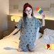 儿童睡衣女夏天薄款网红短袖女童家居服套装宽松中大童空调服睡衣