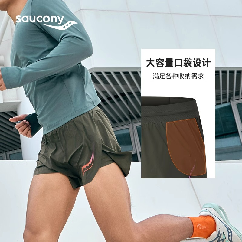 Saucony索康尼2024新款竞速梭织短裤男子跑步运动透气轻薄四面弹