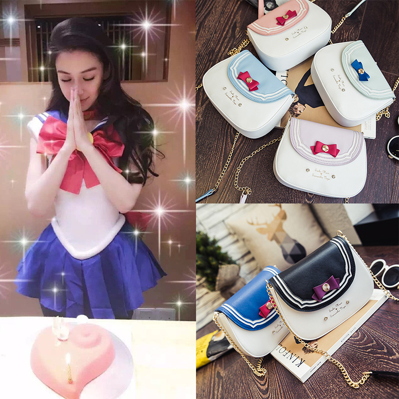 2017 Spring and summer new pattern Sailor Moon solar system lovely Square bag bow Naval Air Bag Chain bagin the Leather/Lady bags/Men's bag, Ms. bags category - from Buy2taobao.com to provide professional Taobao agent buy service