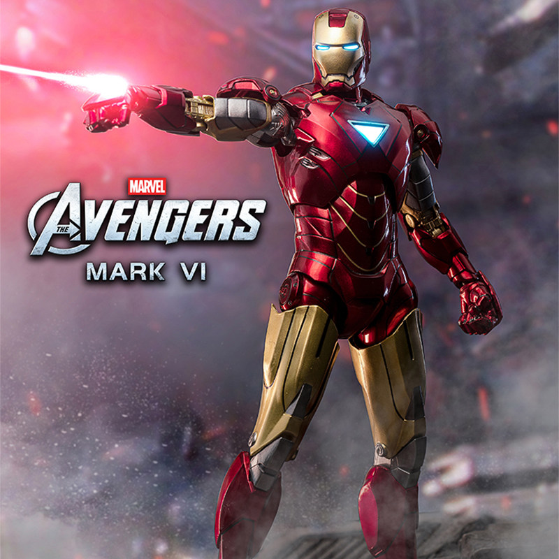 中动钢铁侠手办mk6发光版mk7关节可动mk57寸漫威正版复仇者联盟
