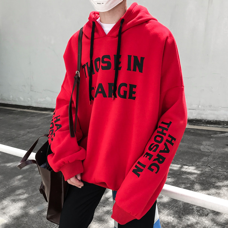 韩版潮流_秋冬季男学生韩版潮流宽松嘻哈加绒连帽卫衣ins带帽子加厚
