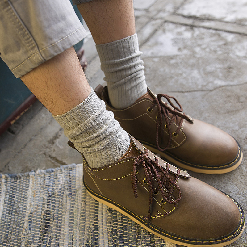 4双男士纯棉中筒袜韩版长筒堆堆袜秋冬季纯黑色运动袜子吸汗透气_7折