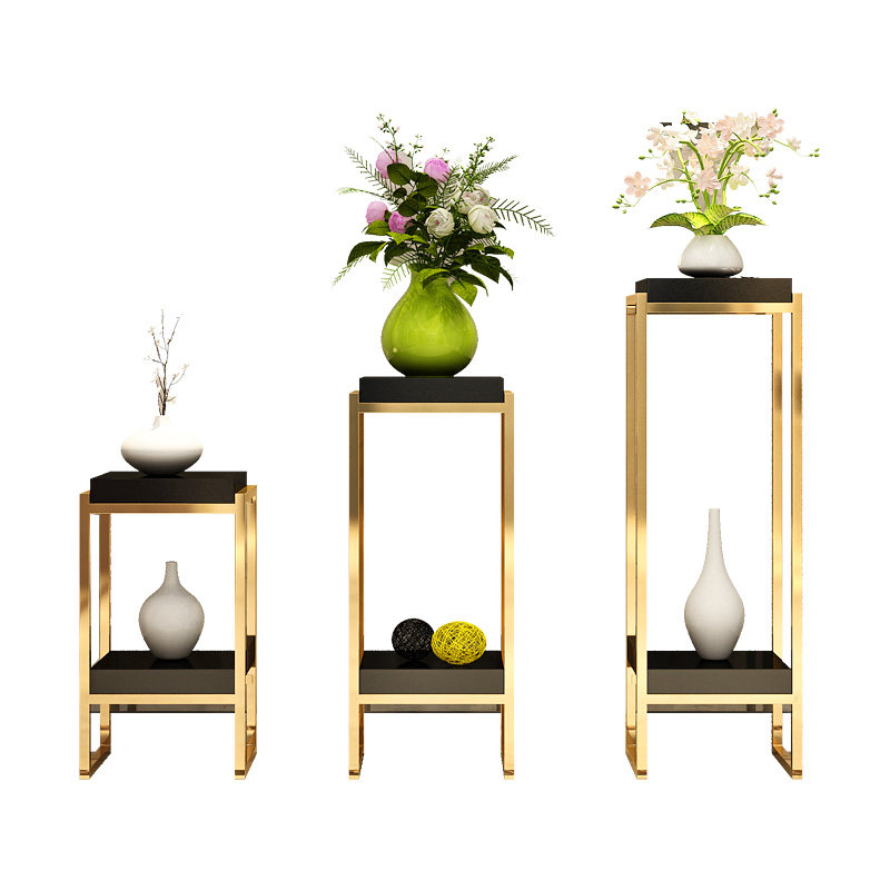 客厅室内金色花架轻奢不锈钢阳台角几花几现代简约落地式烤漆边几