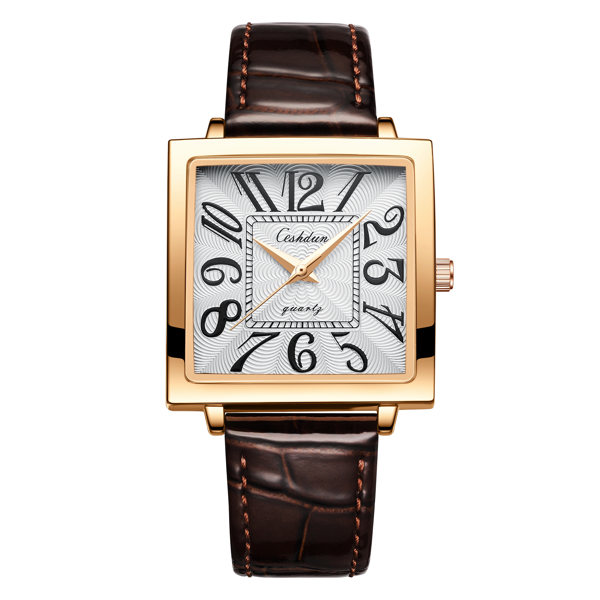 手表正方形_ceshdun希仕顿 简约阿拉伯数字正方形皮带腕表优惠券