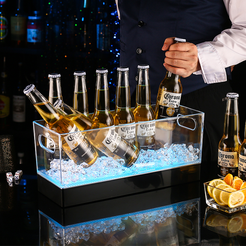 LED充电发光冰桶创意船形KTV鸡尾酒架酒吧亚克力洋酒香槟桶啤酒框