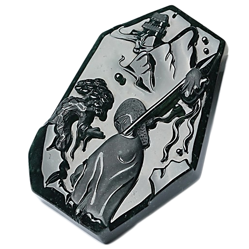 【即拍即得】老坑冰种墨翠木那风雪夜归人意境吊坠67.30克含绳重