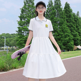 初中生少女连衣裙POLO领夏季运动服新款甜美高中学生休闲牛仔裙子