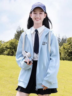 初中生少女外套2023春秋装高中学生女孩衣服休闲运动开衫卫衣潮