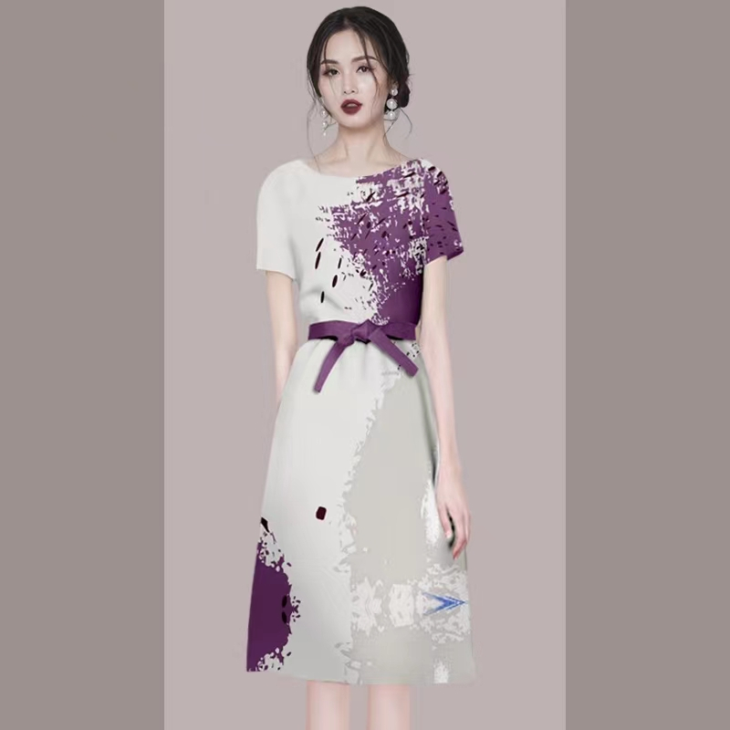 MeiXi定制高级感时尚名媛连衣裙2023夏季气质显瘦减龄中长款裙子