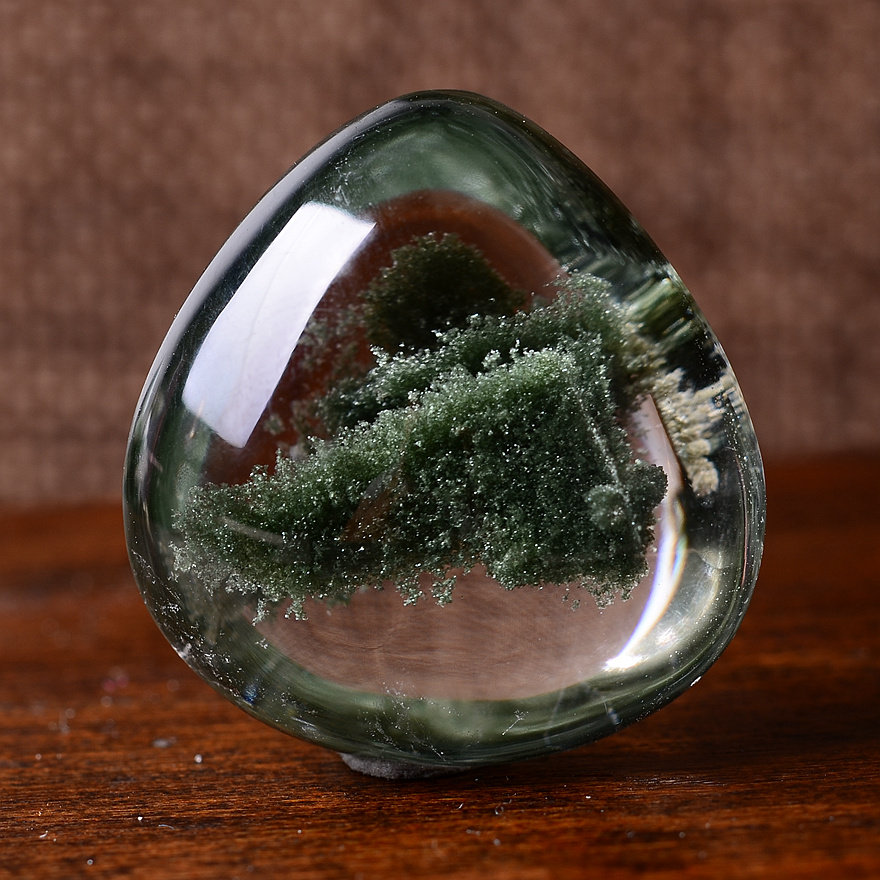 鸿运极品水晶 巴西原矿金字塔绿幽灵水滴坠