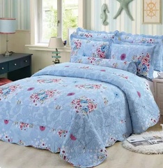 家纺床上用品全纯棉绗缝空调夏被韩国欧式单件夹棉床单床盖三件套