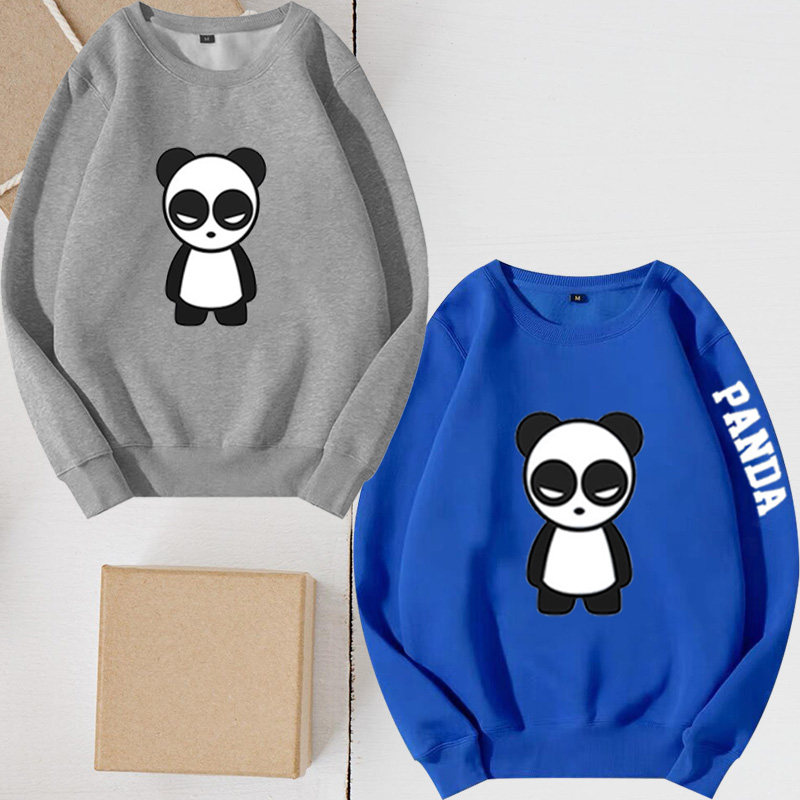 熊猫panda圆领卫衣2020情侣装秋冬季潮牌男宽松套头加绒上衣服潮