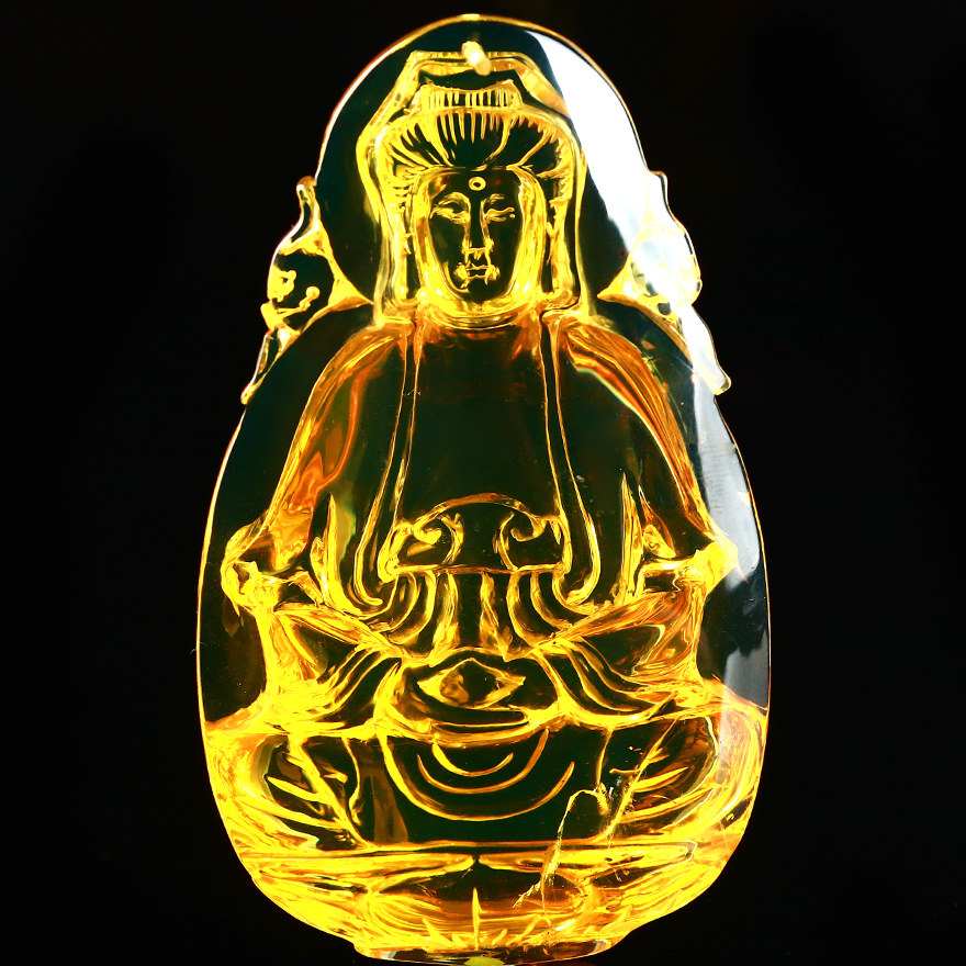 31.52克【强荧光】3a级净水大颗梦幻花雕佛像挂件 41523791