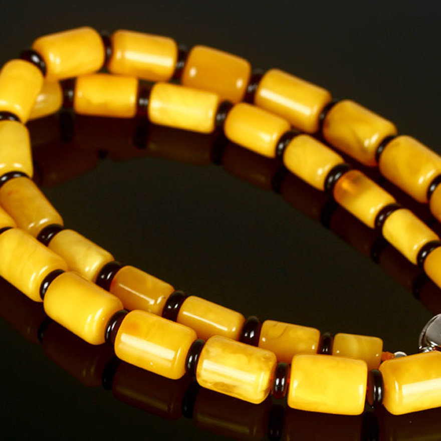 25.74克 精美鸡油黄蜜蜡桶珠项链 6049162