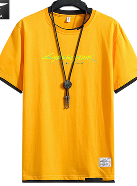 赛博朋克2077游戏周边假两件t恤衫