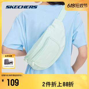 Skechers斯凯奇腰包黑色男隐形户外多功能手机袋女健身装备运动包