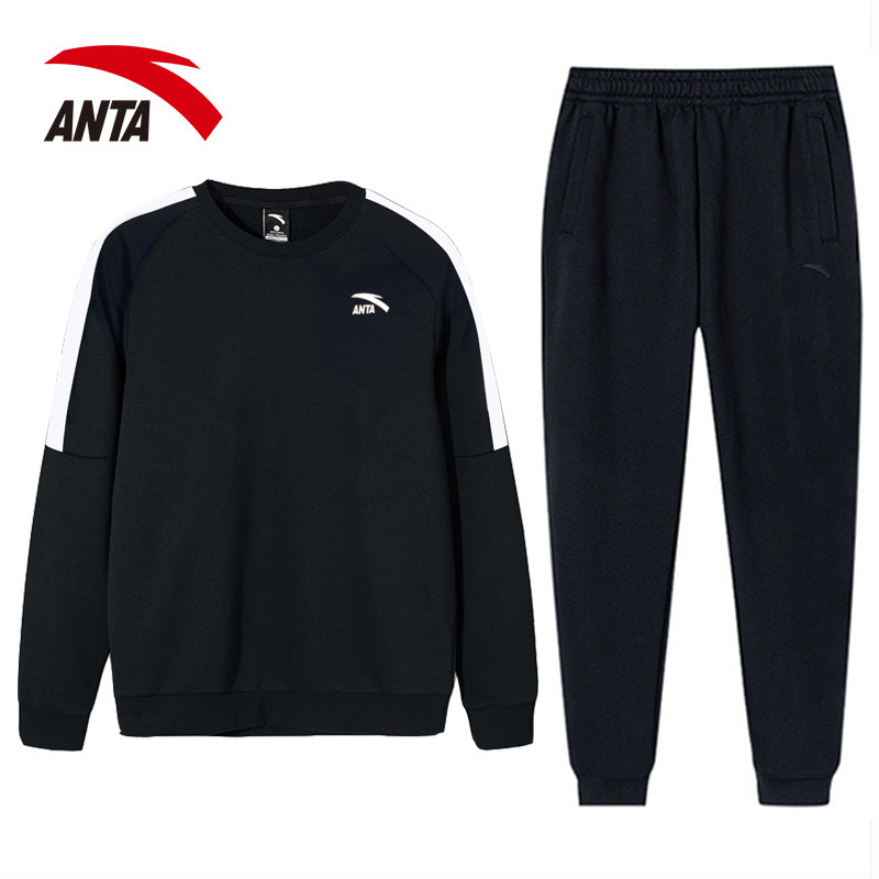 安踏卫衣套装男装运动套装官网秋季宽松休闲上衣运动服爸爸套装男
