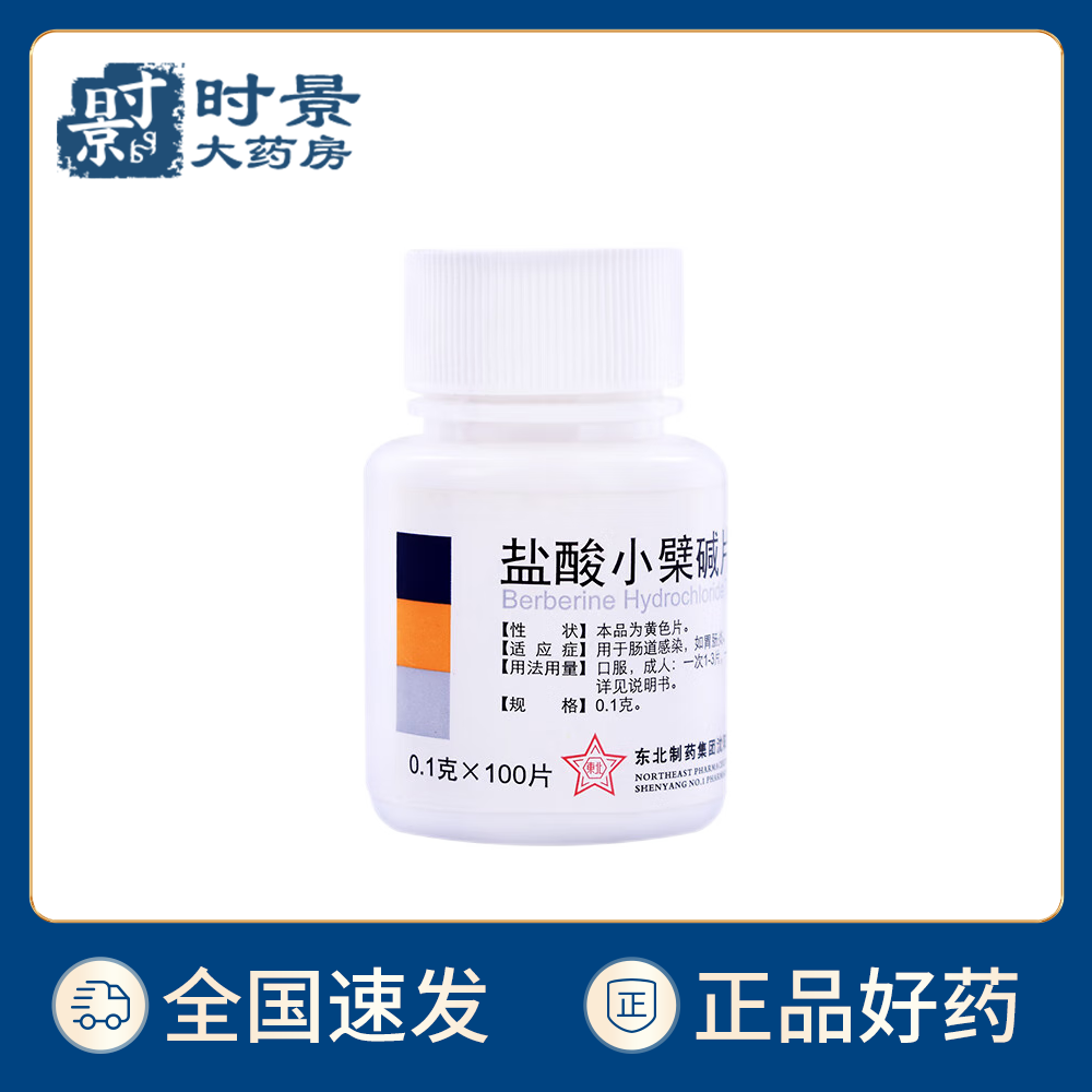 东北 盐酸小檗碱片 100片 肠道感染 胃肠炎拉肚子0623.