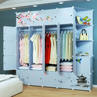 简易大衣柜组装塑料卧室双人省空间简约现代经济型实木板式可拆卸