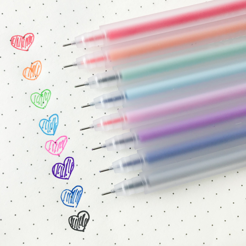 文具用品简约透明磨砂水彩笔标记笔彩色笔中性笔0.5mm水笔