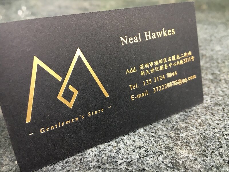 500克黑卡烫金鎏金边创意商务个性名片定制 订做高档名片制作设计